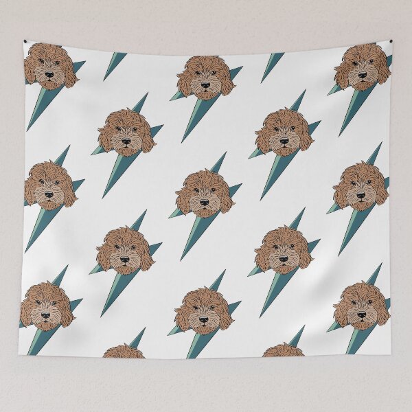 Item preview, Apricot cockapoo, cavapoo, labradoodle, yorkipoo design with thunderbolt designed and sold by laurendemoet.