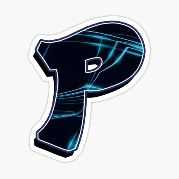 Letter P - Black/blue lines Sticker