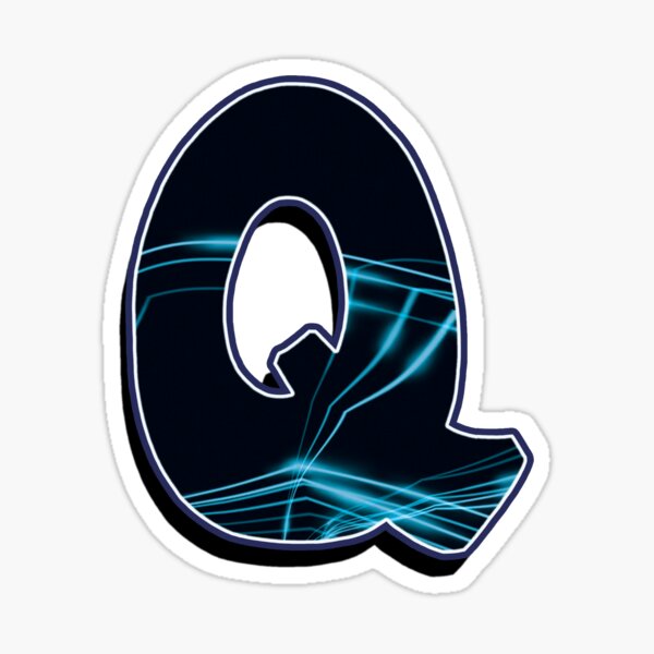 Letter Q - Black/blue lines Sticker