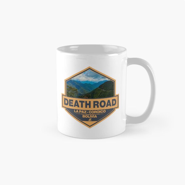 Item preview, Death Road Bolivia Travel Art Badge designed and sold by KrisSidDesigns.
