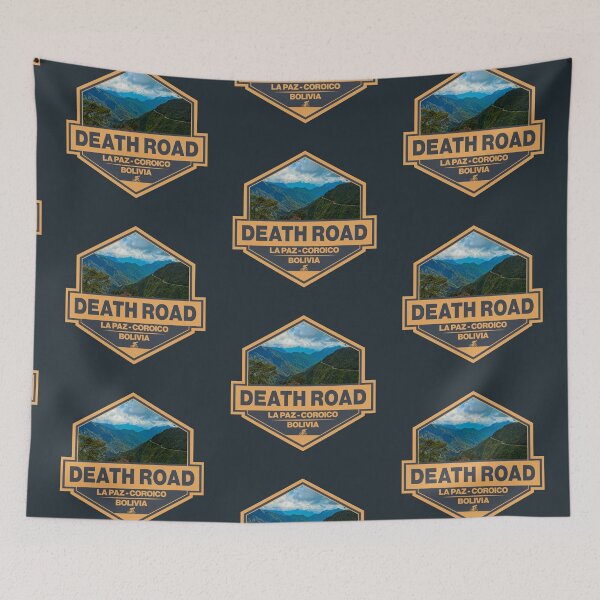 Item preview, Death Road Bolivia Travel Art Badge designed and sold by KrisSidDesigns.