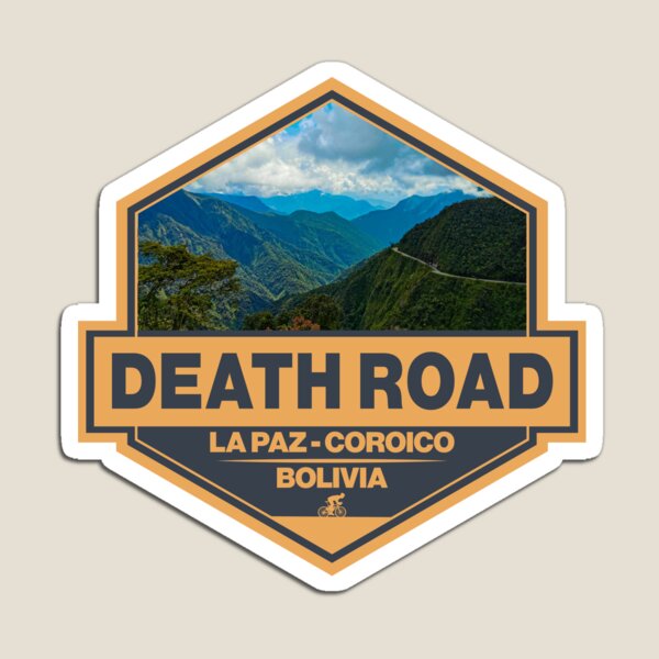 Item preview, Death Road Bolivia Travel Art Badge designed and sold by KrisSidDesigns.