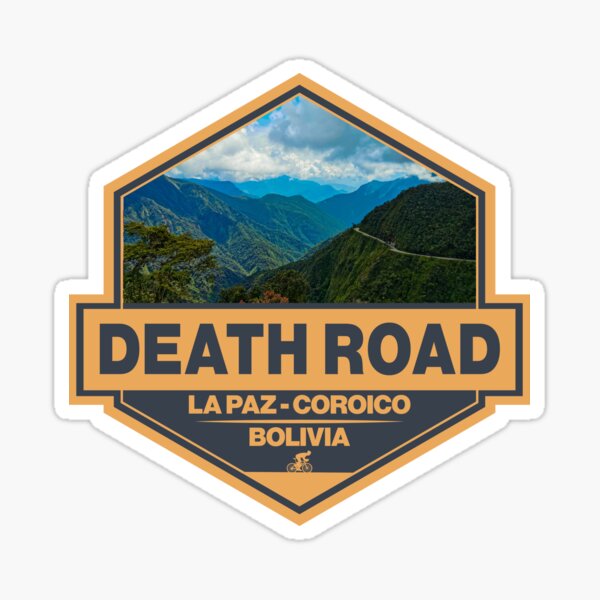 Item preview, Death Road Bolivia Travel Art Badge designed and sold by KrisSidDesigns.