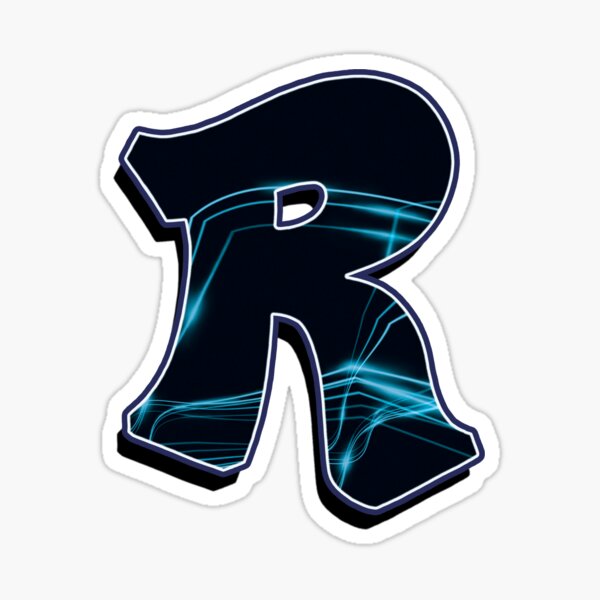 Letter R - Black/blue lines Sticker