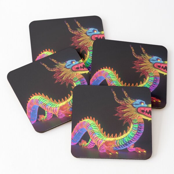 Item preview, Dragon made of rainbow colored lights 6 designed and sold by jetaiart.