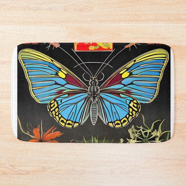 Artikelvorschau, Ein majestätischer blauer Schmetterling, der über einem Blumenfeld schwebt entworfen und verkauft von Beto Santos.