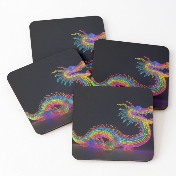 Item preview, Dragon made of rainbow colored lights 7 designed and sold by jetaiart.