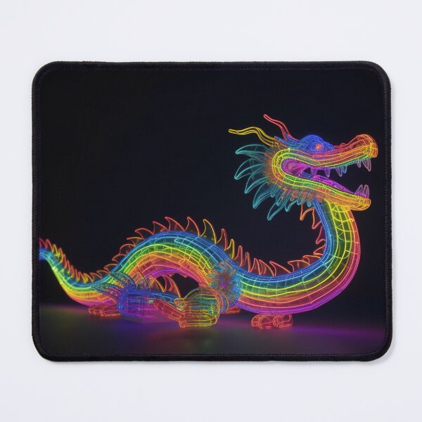 Item preview, Dragon made of rainbow colored lights 7 designed and sold by jetaiart.