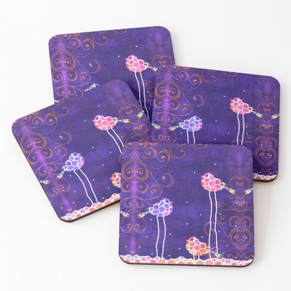 Item preview, Whimsical Night Birds in Purple Art designed and sold by Sharon Cummings Art.