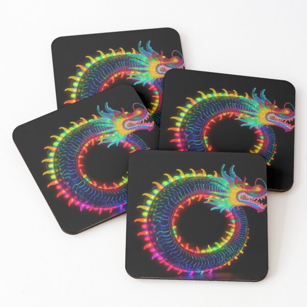 Item preview, Dragon made of rainbow colored lights 10 designed and sold by jetaiart.