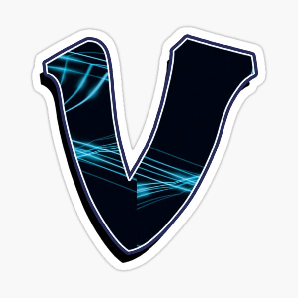 Letter V - Black/Blue lines Sticker