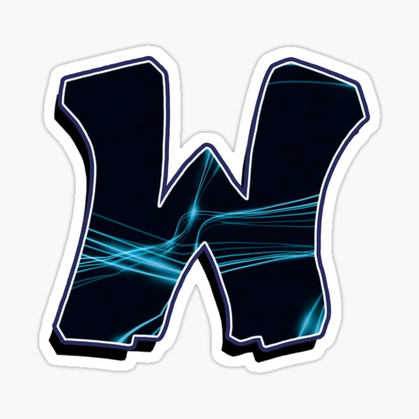 Letter W - Black/Blue lines Sticker