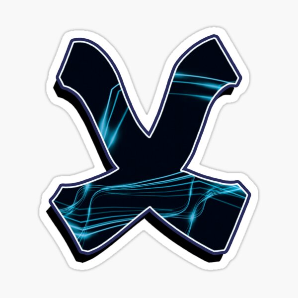 Letter X - Black/Blue lines Sticker