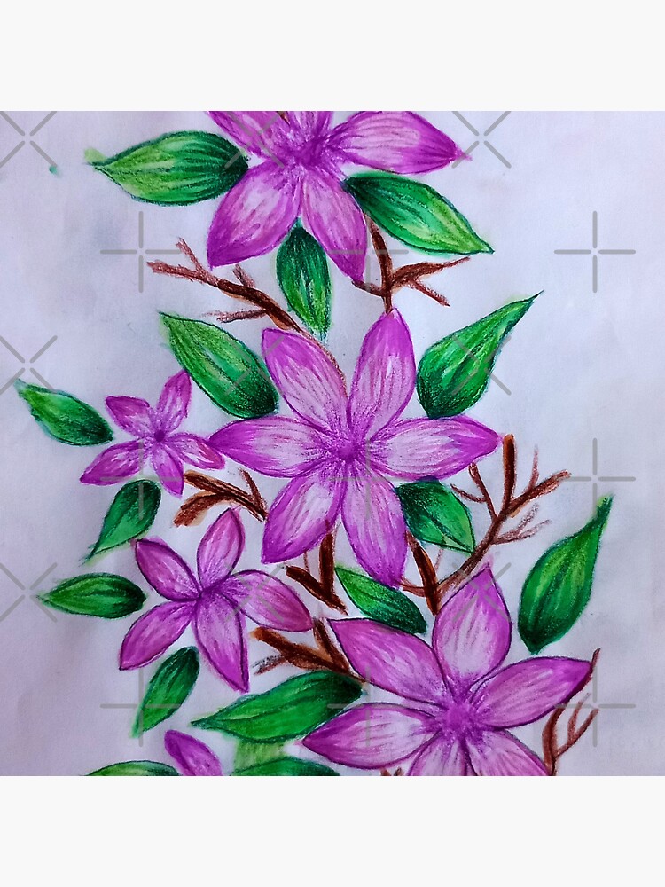 Water colour and colour pencil drawing of flowers 