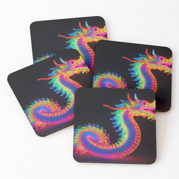 Item preview, Dragon made of rainbow colored lights 11 designed and sold by jetaiart.