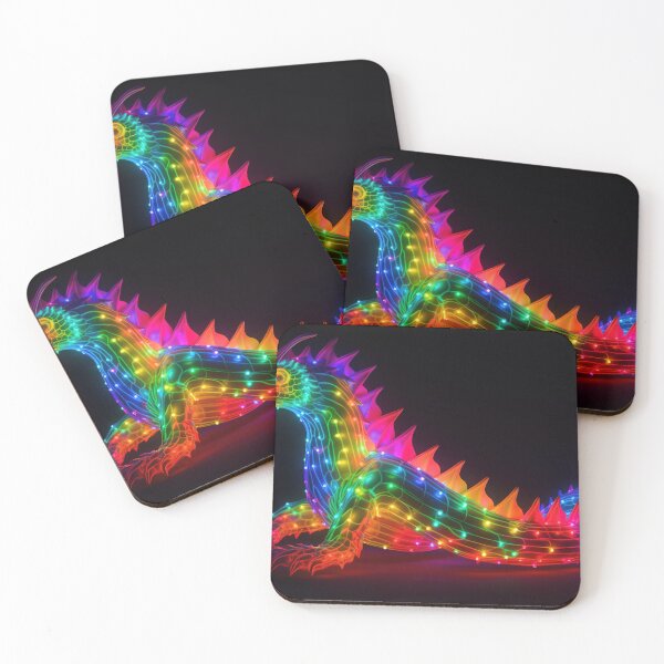 Item preview, Dragon made of rainbow colored lights 12 designed and sold by jetaiart.