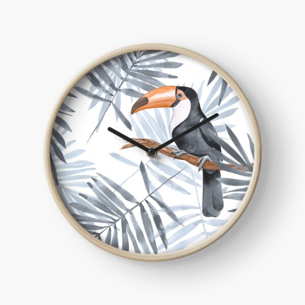 Palm leaves and Toucan Clock