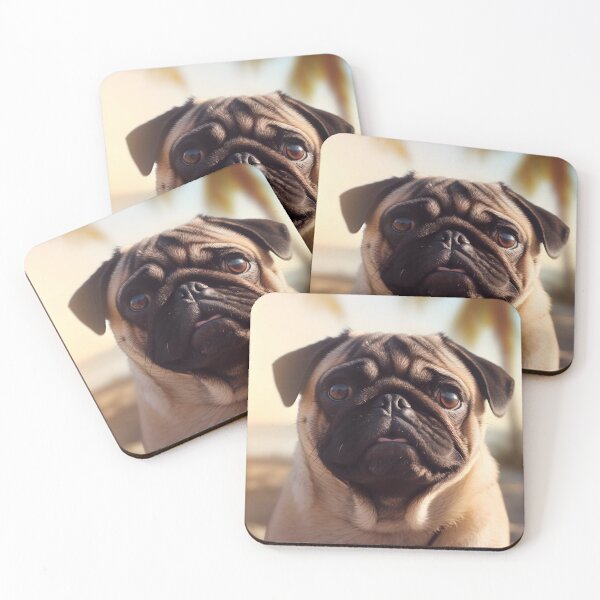 Item preview, Pug on a Sunny Beach at Sunset designed and sold by laura merí.