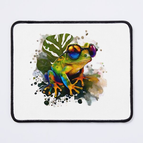Item preview, Funky Frog Watercolor Jungle Design with Sunglasses designed and sold by ChromaticClings.