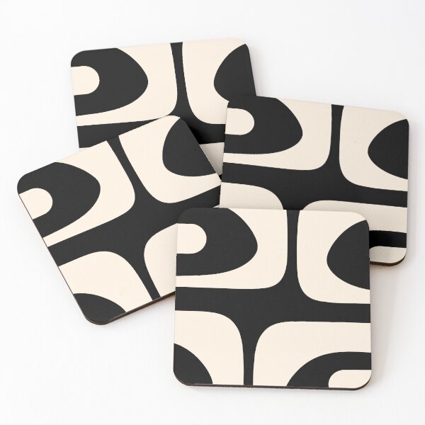 Item preview, Retro Piquet Mid Century Modern Abstract Pattern 2 in Black and Almond Cream designed and sold by kierkegaard.
