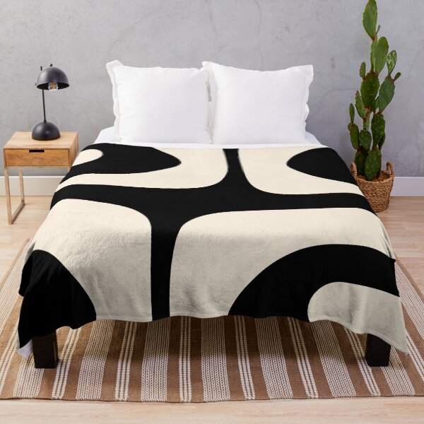 Item preview, Retro Piquet Mid Century Modern Abstract Pattern 2 in Black and Almond Cream designed and sold by kierkegaard.