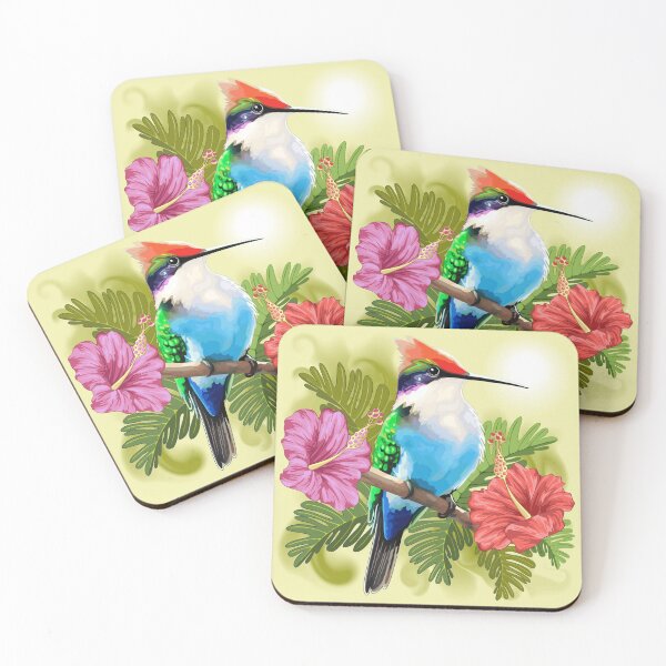 Item preview, Hummingbird resting and Hibiscuses designed and sold by BluedarkArt.