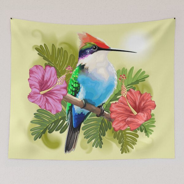 Item preview, Hummingbird resting and Hibiscuses designed and sold by BluedarkArt.