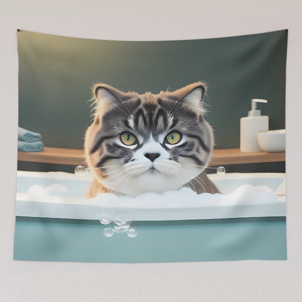 Item preview, Cat Taking a Bath - Modern Digital Art designed and sold by Ai-michiart.