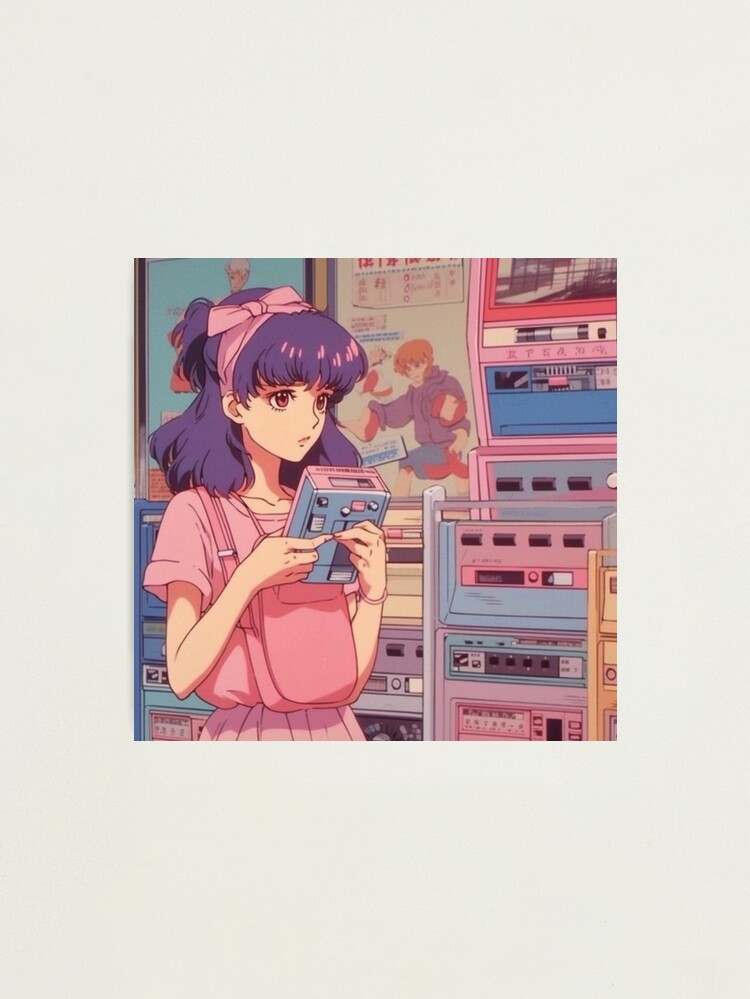 90s style anime girl Photographic Print for Sale by Amy <3