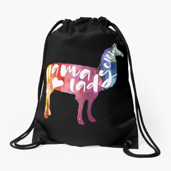 Llama Lover Gifts. Crazy Llama Lady. Watercolor Art Drawstring Bag