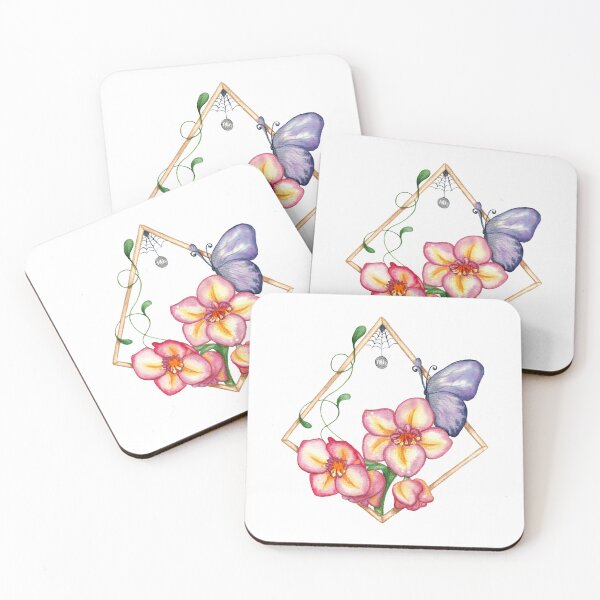 Item preview, Watercolour violet butterfly with pink flowers drowned for prints  designed and sold by Darya Bogatskaya79.