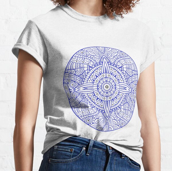 Blue star pattern. Mirror symmetry: vertical and horizontal axes Classic T-Shirt