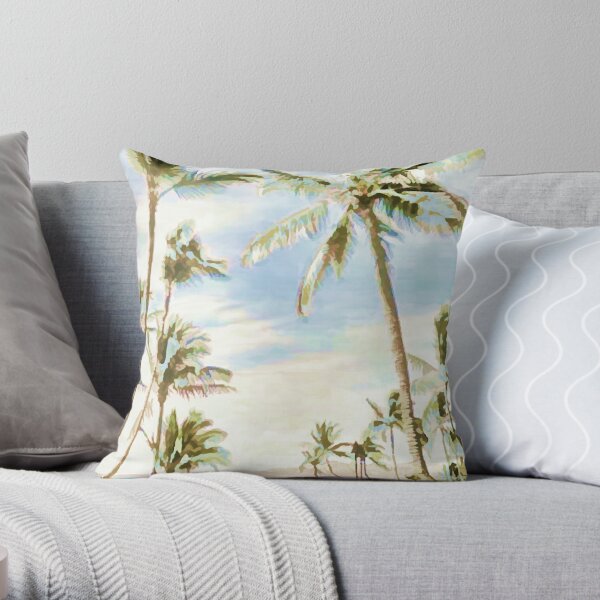 Tiki Turquoise Retro Hawaii Vintage Hawaiian Blue Green Flower Print Throw Pillow Cover by Spoonflower 18 Linen Cotton Canvas Roostery Square Throw Pillow