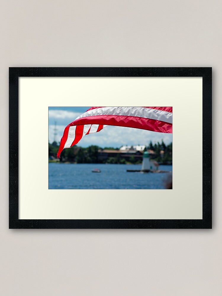 Thumbnail 1 of 7, Framed Art Print, American flag flying on a boat designed and sold by EightBuffalo.