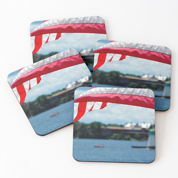 Item preview, American flag flying on a boat designed and sold by EightBuffalo.