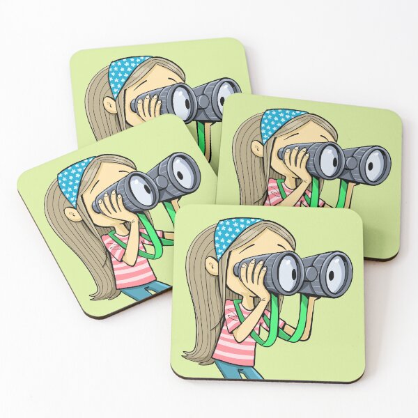 Item preview, girl looks carefully into the distance with binoculars designed and sold by duxpavlic.