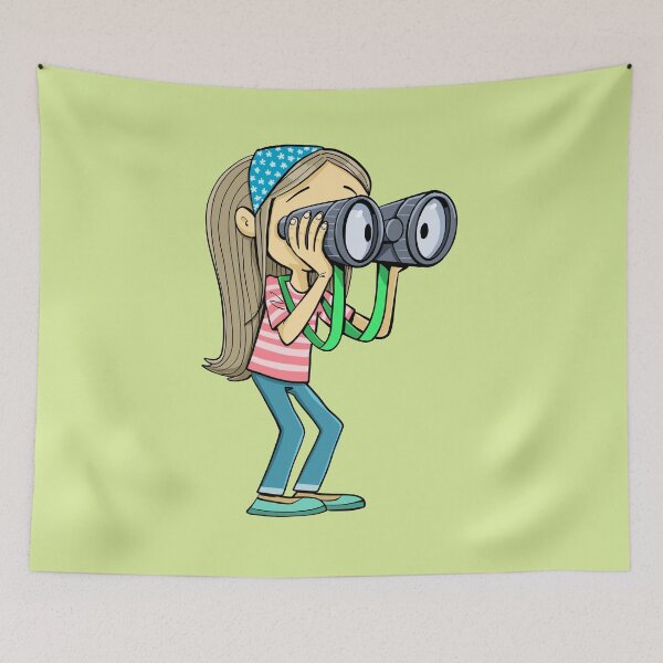 Item preview, girl looks carefully into the distance with binoculars designed and sold by duxpavlic.
