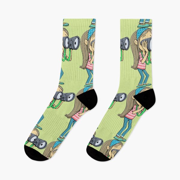 Item preview, girl looks carefully into the distance with binoculars designed and sold by duxpavlic.