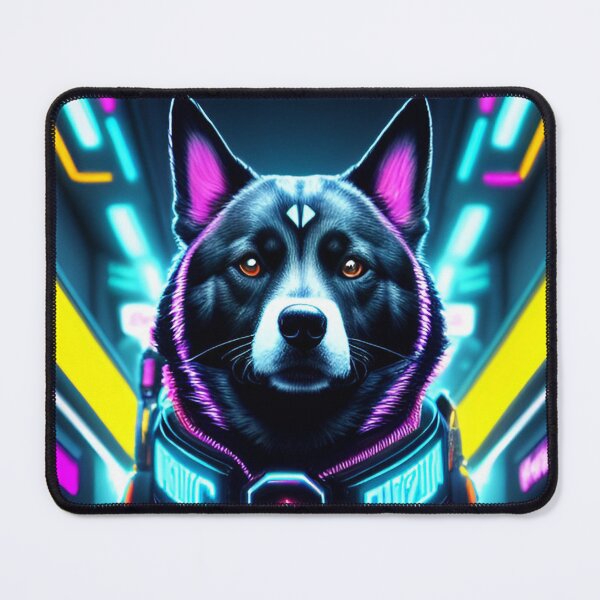 Item preview, Futuristic dog Neon Sci fi Art designed and sold by CyberArtWorld.