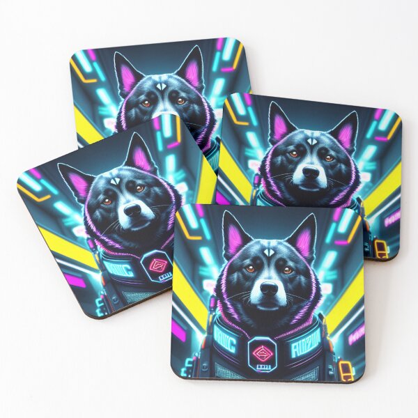 Item preview, Futuristic dog Neon Sci fi Art designed and sold by CyberArtWorld.