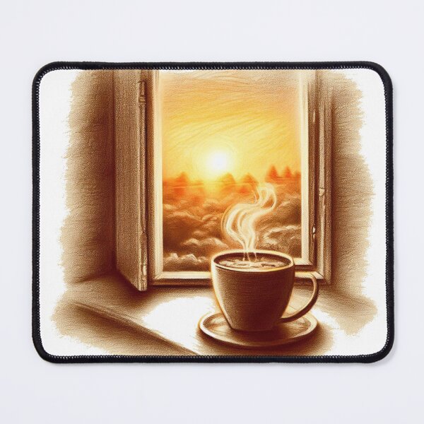 Item preview, Morning Coffee Bliss - Pencil Sketch Sunrise Design designed and sold by Saa-d.