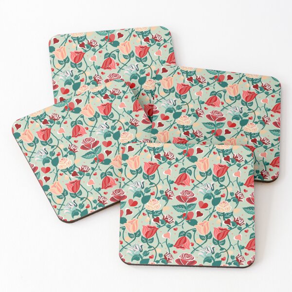 Item preview, Cute Mix Colours Rose Flowers with Green Leaves Light Green Pattern designed and sold by Moyanana.