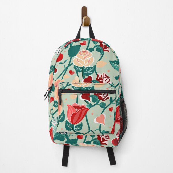 Item preview, Cute Mix Colours Rose Flowers with Green Leaves Light Green Pattern designed and sold by Moyanana.