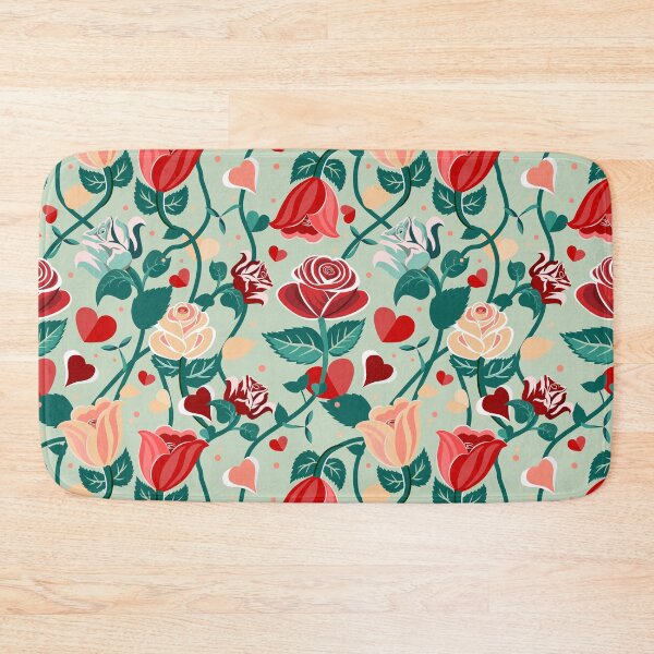 Item preview, Cute Mix Colours Rose Flowers with Green Leaves Light Green Pattern designed and sold by Moyanana.