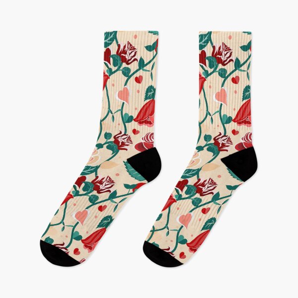Item preview, Cute Mix Colours Rose Flowers with Green Leaves Cream Yellow Pattern designed and sold by Moyanana.