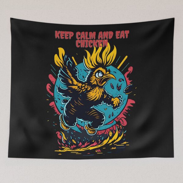 Aperçu de l'œuvre Keep Calm and Eat Chicken - Stay Cool and Enjoy - Our Funny & Cute Design créée et vendue par Chromatic-Art.