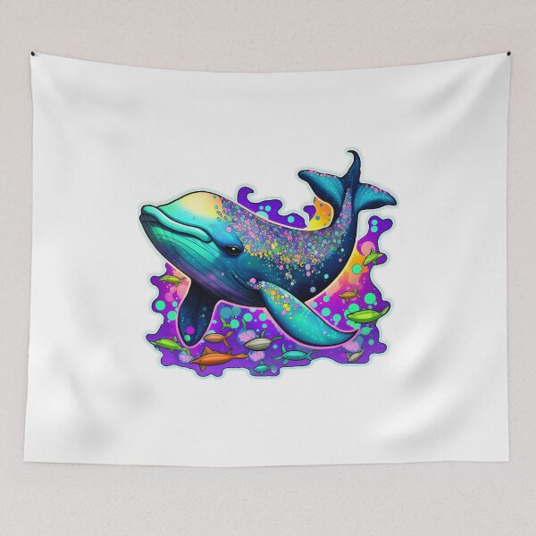 Aperçu de l'œuvre Cute 90s Rainbow Whale créée et vendue par RoboRembrandt.