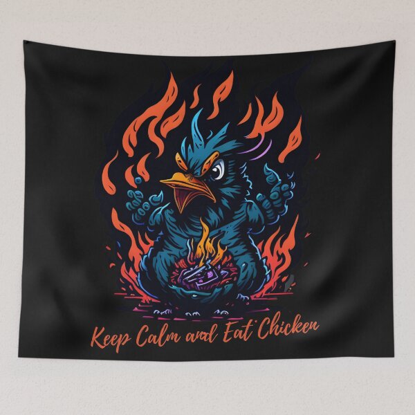 Aperçu de l'œuvre Keep Calm and Eat Chicken - Hungry for Chicken? - Our Funny & Cute Design créée et vendue par Chromatic-Art.