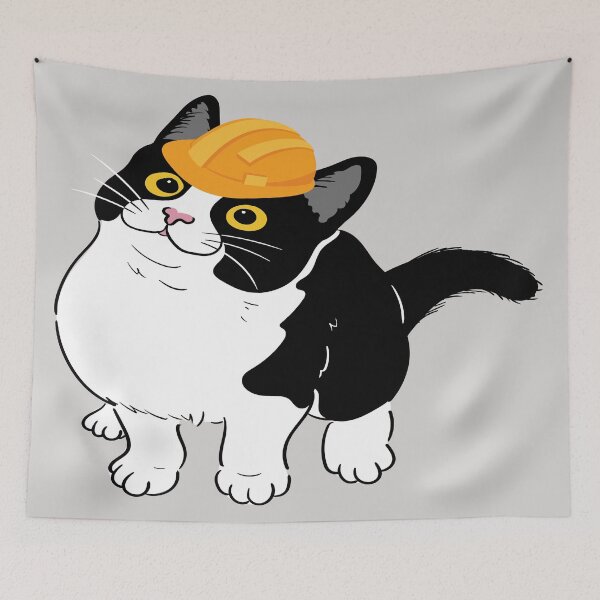 Item preview, A cat with hardhat designed and sold by The-Blue-Feline.