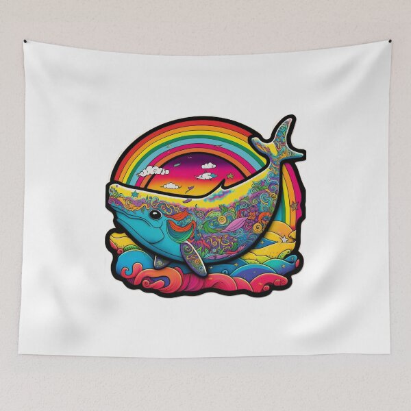 Aperçu de l'œuvre Cute 90s Rainbow Whale créée et vendue par RoboRembrandt.